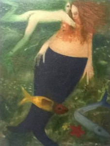 Colapesce s'innamora della Sirena - 2012 olio su tela - Pietro Mantilla artista Messinese