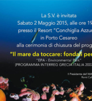 La locandina-invito della cerimonia per la conclusione del progetto e la consegna brevetti ASBI-CMAS-Disabled