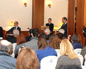 Un momento della presentazione di Lineablu 2015 presso il circolo ufficiali della Marina Militare in lungotevere Flaminio a Roma