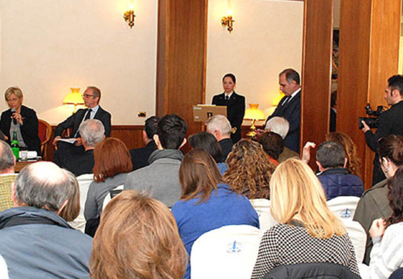 Un momento della presentazione di Lineablu 2015 presso il circolo ufficiali della Marina Militare in lungotevere Flaminio a Roma